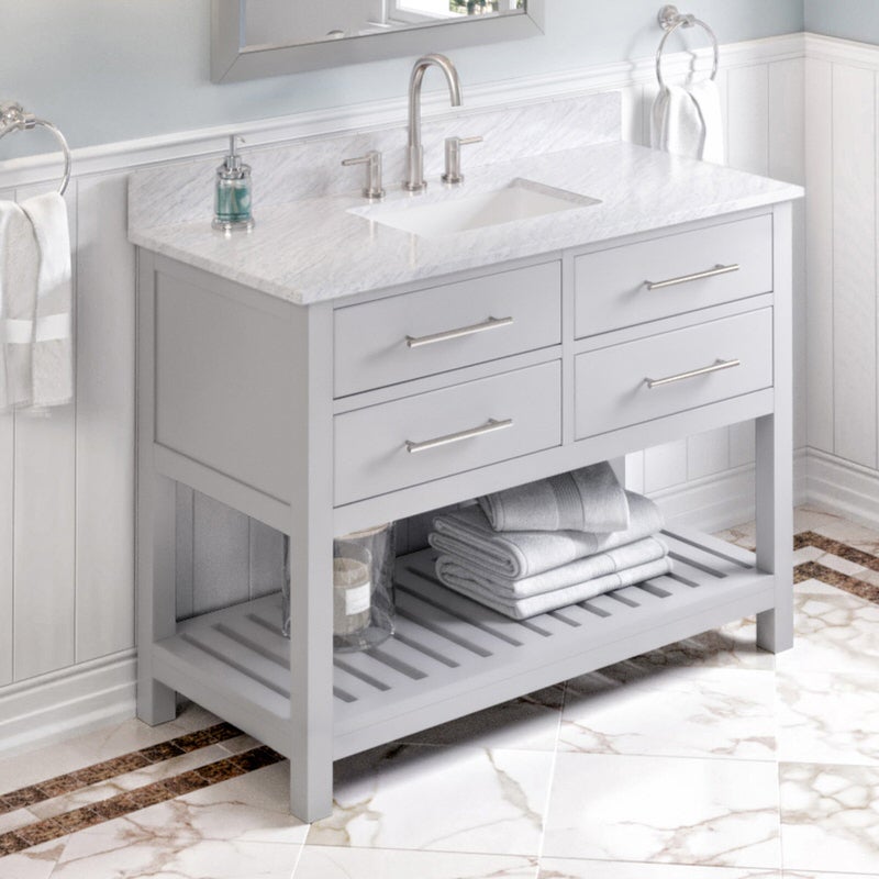 Jeffrey Alexander Wavecrest 48-inch Single Bathroom Vanity Set - SKU VKITWAV48GRWCR | Home Luxury USA