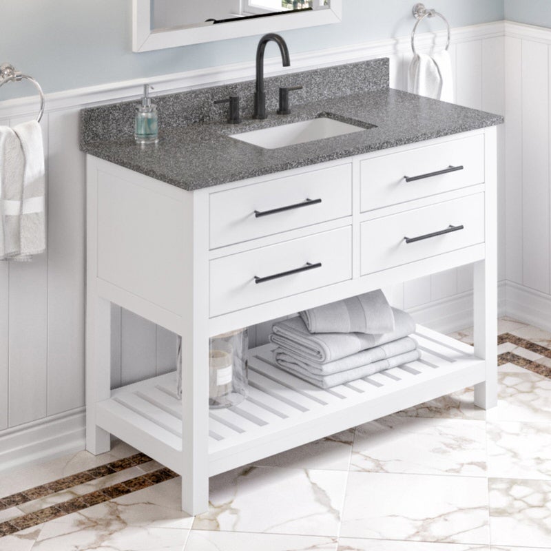 Jeffrey Alexander Wavecrest 48-inch Single Bathroom Vanity Set - SKU VKITWAV48WHBOR | Home Luxury USA