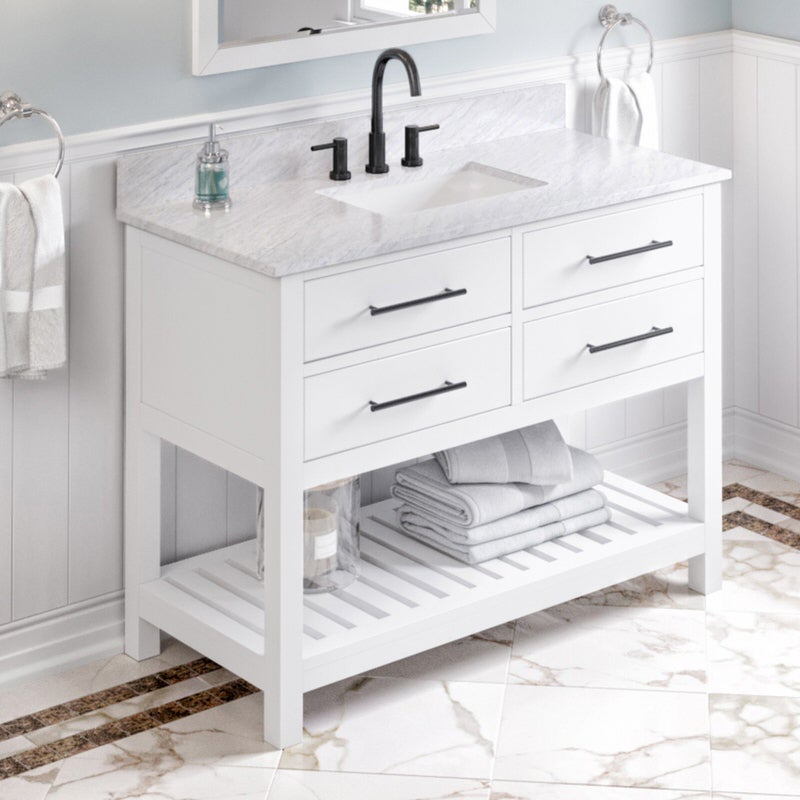 Jeffrey Alexander Wavecrest 48-inch Single Bathroom Vanity Set - SKU VKITWAV48WHWCR | Home Luxury USA