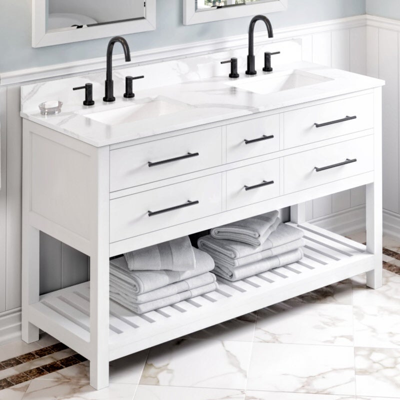 Jeffrey Alexander Wavecrest 60-inch Double Bathroom Vanity Set - SKU VKITWAV60WHCQR | Home Luxury USA