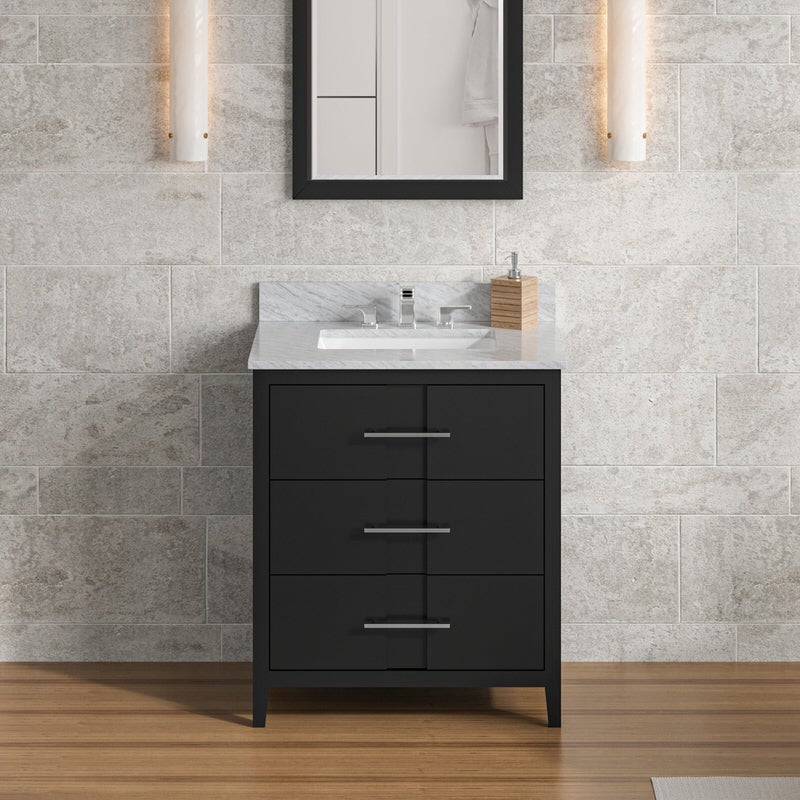 Jeffrey Alexander Katara 30-inch Single Bathroom Vanity With Top In Black From Home Luxury USA