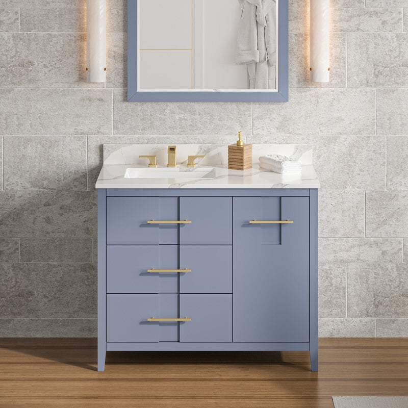 Jeffrey Alexander Katara 42-inch Single Bathroom Vanity With Top In Blue From Home Luxury USA