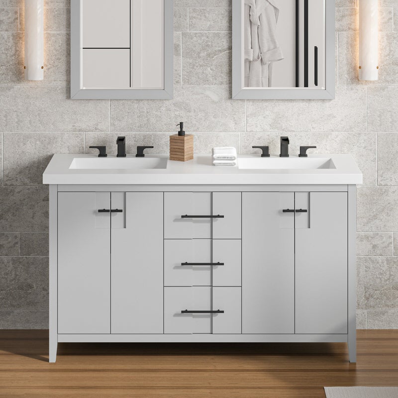 jeffrey alexander katara 60-inch double bathroom vanity with top in grey from home luxury usa