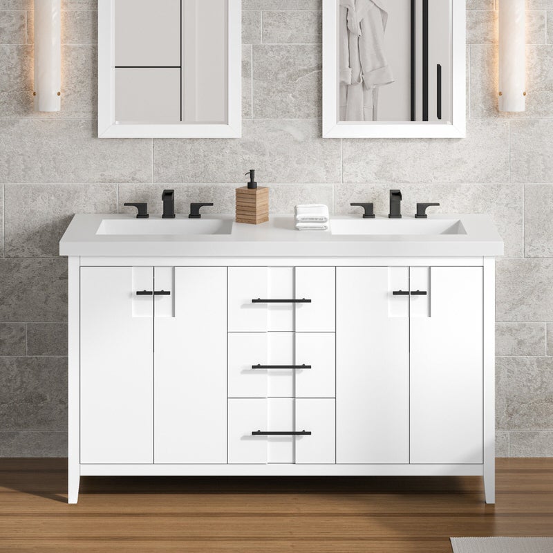 jeffrey alexander katara 60-inch double bathroom vanity with top in white from home luxury usa