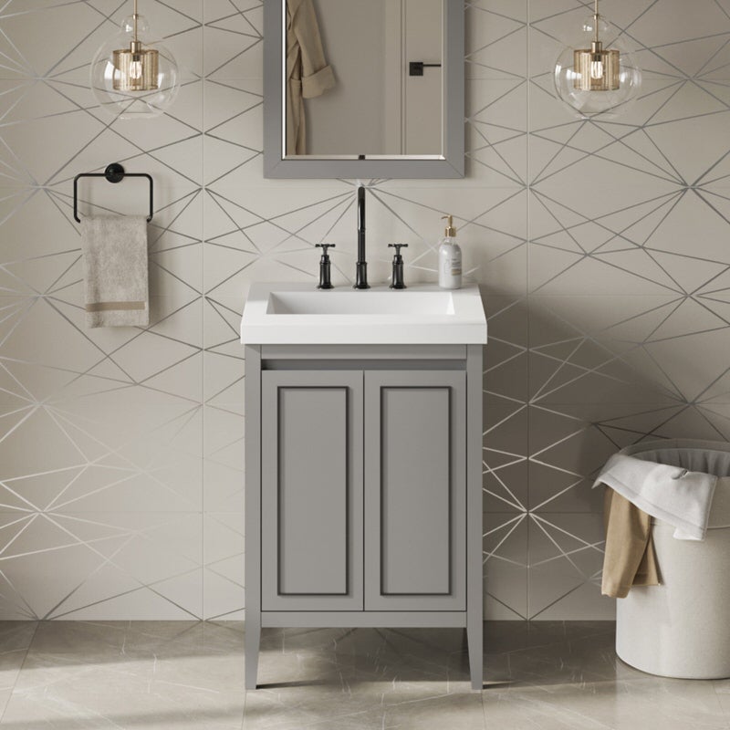 jeffrey alexander percival 24-inch bathroom vanity with top in grey