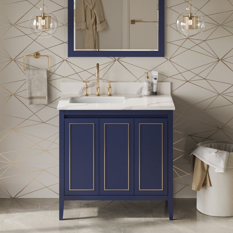 jeffrey alexander percival 36-inch single bathroom vanity with top in blue
