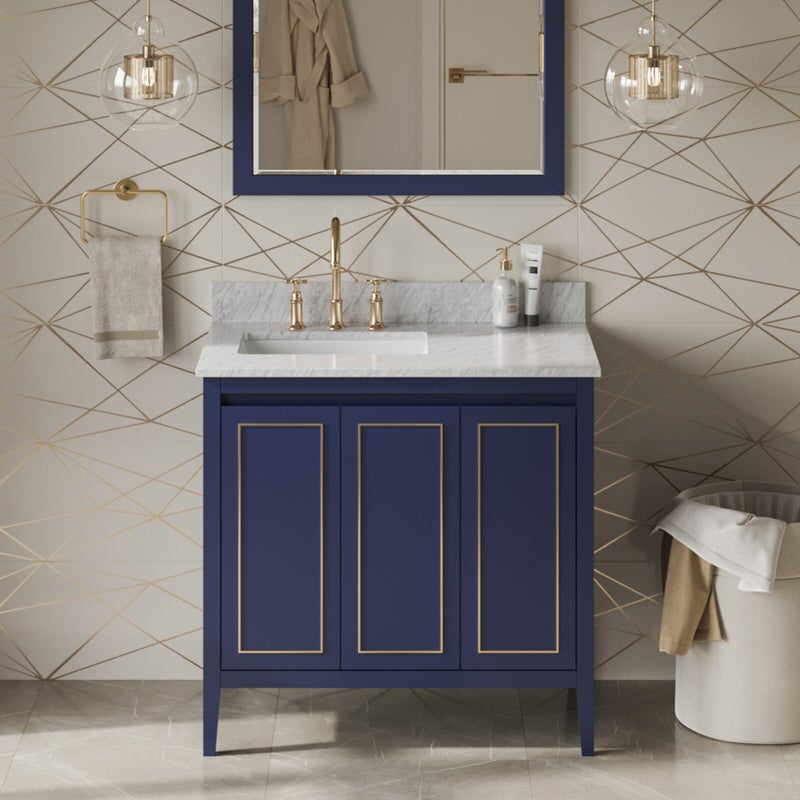 jeffrey alexander percival 36-inch single bathroom vanity with top in blue with white top