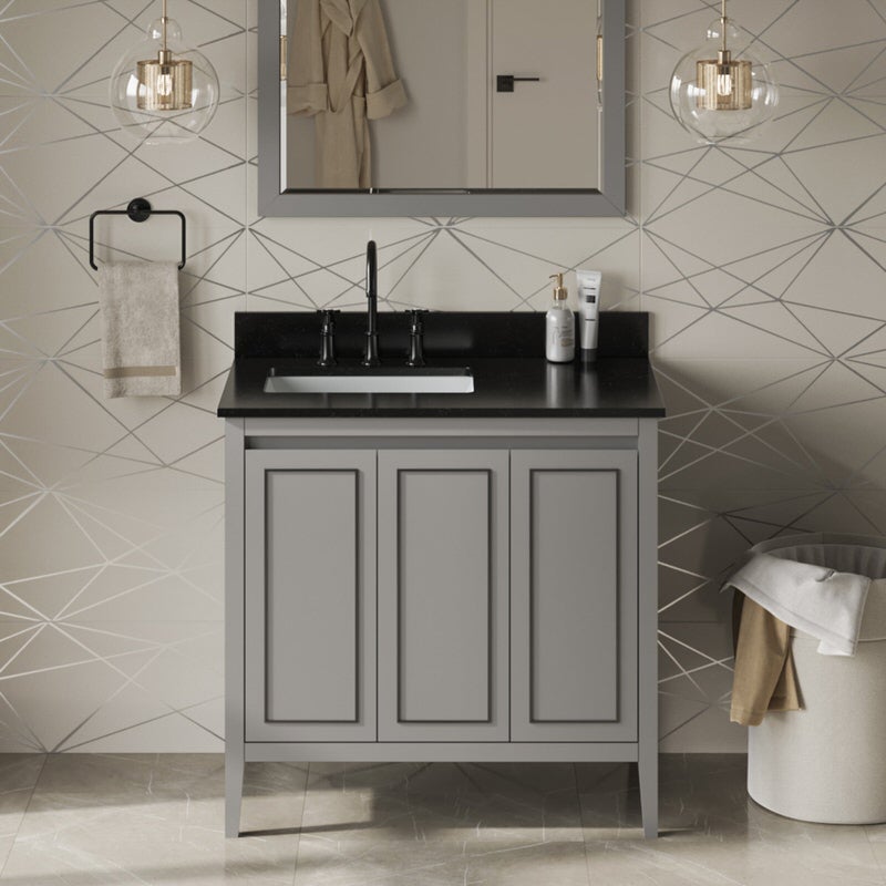 jeffrey alexander percival 36-inch single bathroom vanity with top in grey