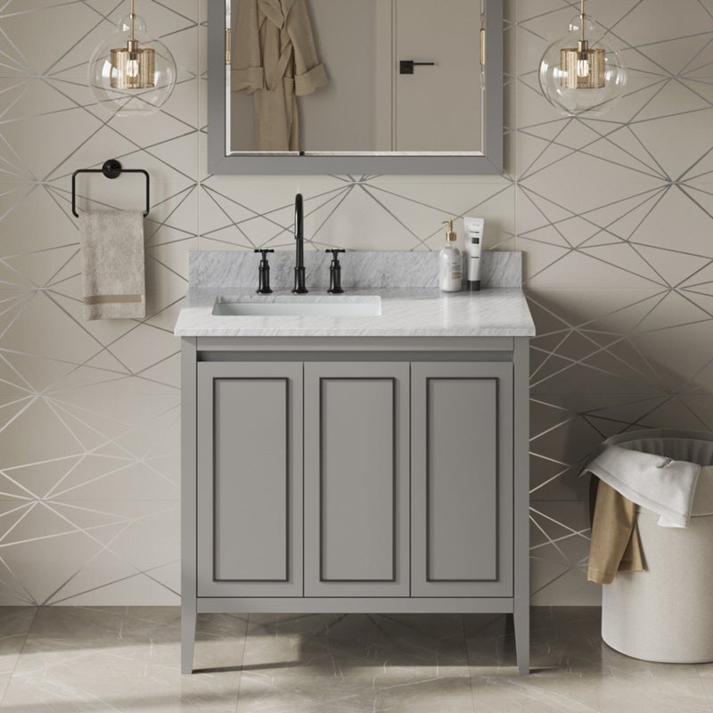 jeffrey alexander percival 36-inch single bathroom vanity with top in grey