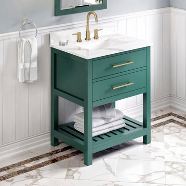 jeffrey alexander wavecrest 30-inch bathroom vanity with top in green from home luxury usa