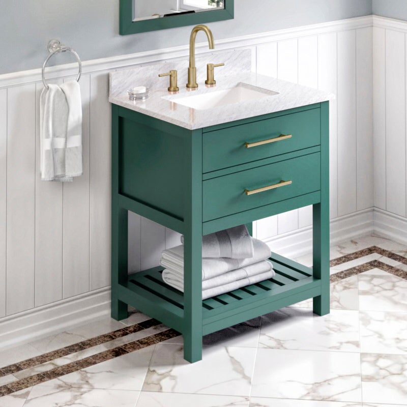 jeffrey alexander wavecrest 30-inch bathroom vanity with top in green from home luxury usa