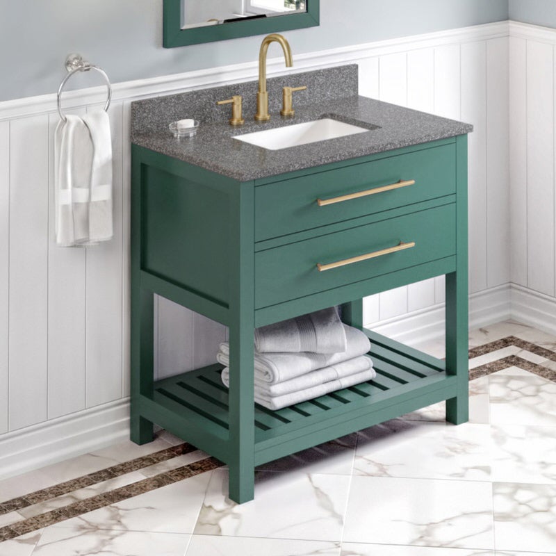 jeffrey alexander wavecrest 36-inch single bathroom vanity with top in green from home luxury usa