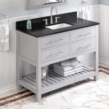 jeffrey alexander wavecrest 48-inch single bathroom vanity with top in grey from home luxury usa