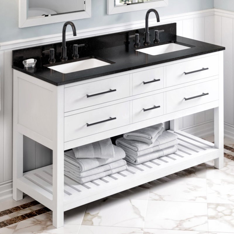 jeffrey alexander wavecrest 60-inch double sink bathroom vanity with top in white  from home luxury usa