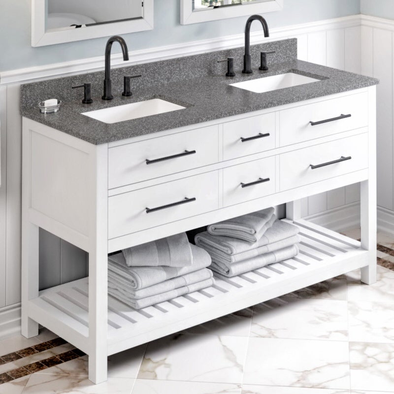 jeffrey alexander wavecrest 60-inch double sink bathroom vanity with top in white from home luxury usa