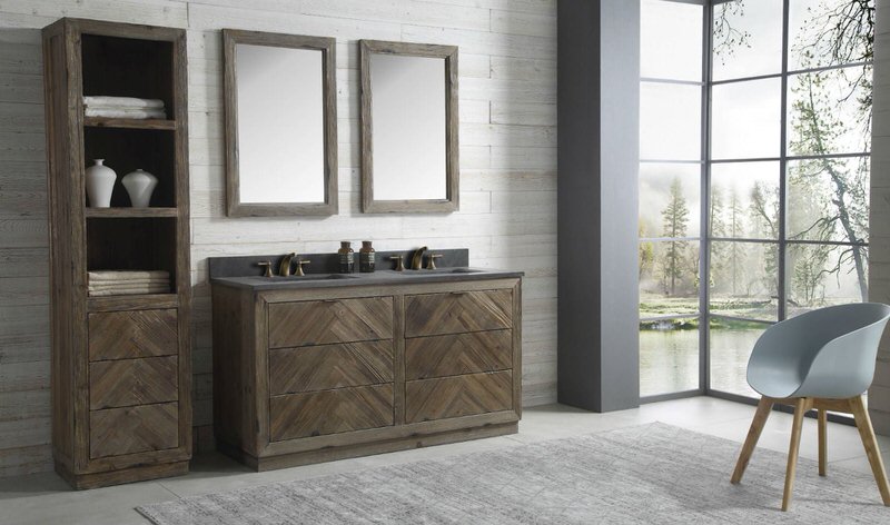 legion furniture 60-inch rustic double bathroom vanity with top and sinks in brown from home luxury usa