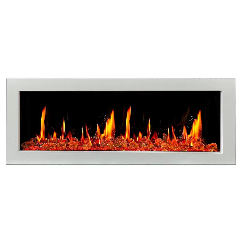 litedeer homes gloria ii 48-inch smart electric fireplace with amber reflective glass in white