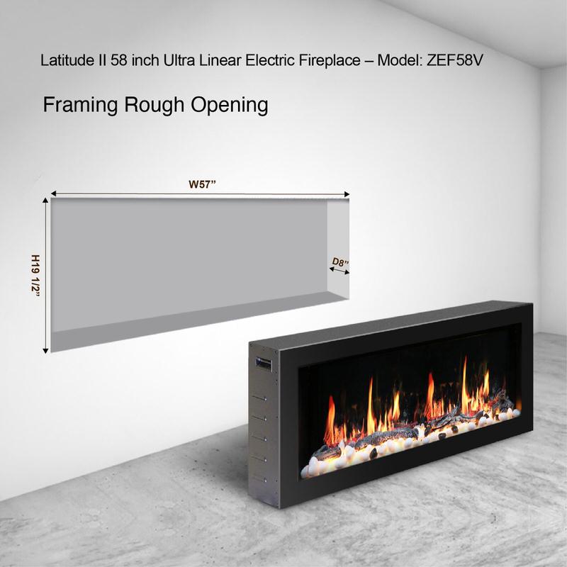 litedeer homes gloria ii 58-inch smart electric fireplace in silver with logs and rocks zef58vs from home luxury usa
