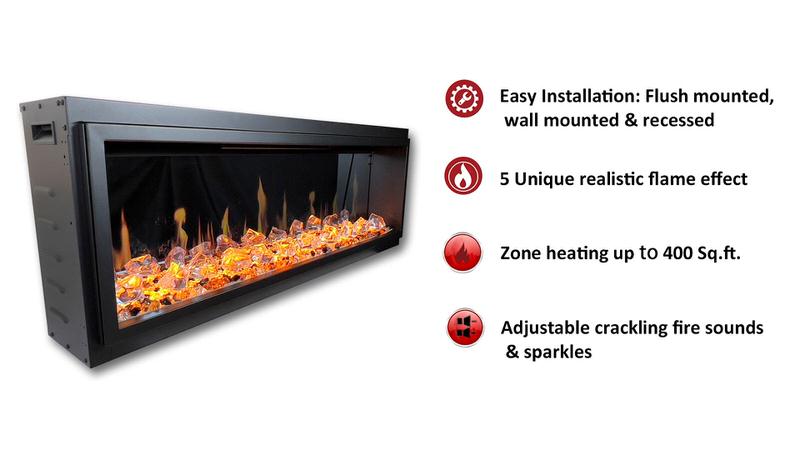Litedeer Homes Latitude 45" Electric Fireplace - ZEF45XC, realistic flames, modern convenience, elegant addition, Home Luxury USA