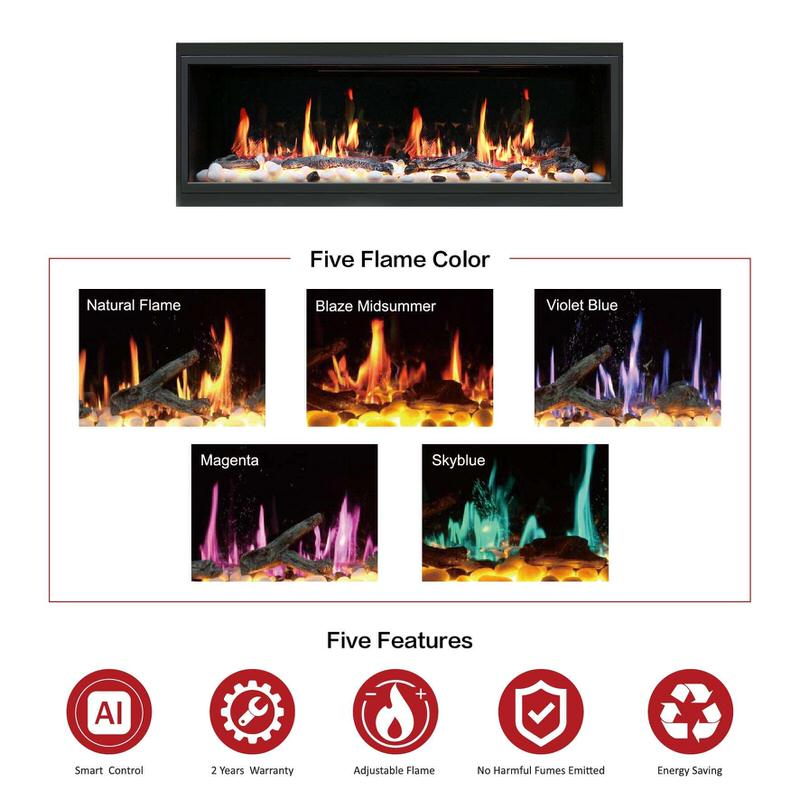 Litedeer Homes Latitude 65" Smart Electric Fireplace with App (More Options Available)