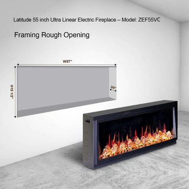 Litedeer Homes Latitude 55" Smart Electric Fireplace - ZEF55VC, smart technology, cozy ambiance, sleek addition, Home Luxury USA.