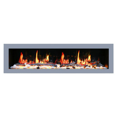 Litedeer Homes - Litedeer Homes Gloria II 78" Smart Electric Fireplace in Silver with Driftwood Log & River Rock - ZEF78VS - ZEF78VS - Home Luxury USA