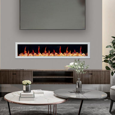 Litedeer Homes - Litedeer Homes Gloria II 78" Smart Electric Fireplace in White with Diamond - like Crystals - ZEF78VCW - ZEF78VCW - Home Luxury USA