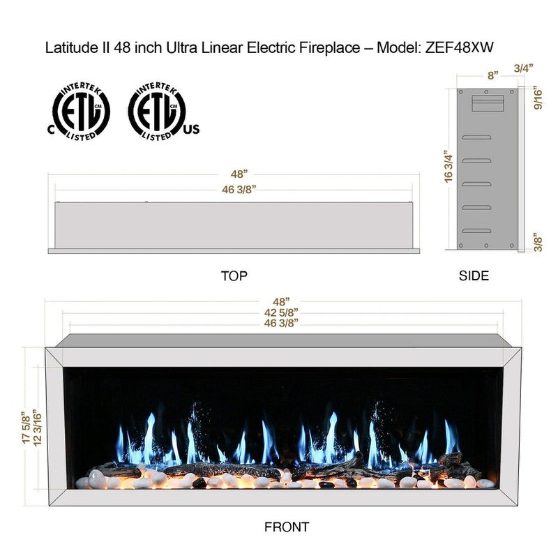 Litedeer Homes Gloria II 48" Electric Fireplace in White - ZEF48XW
