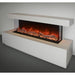 modern flames landscape pro multi 3 sided smart electric fireplace installed in a white mantel piece