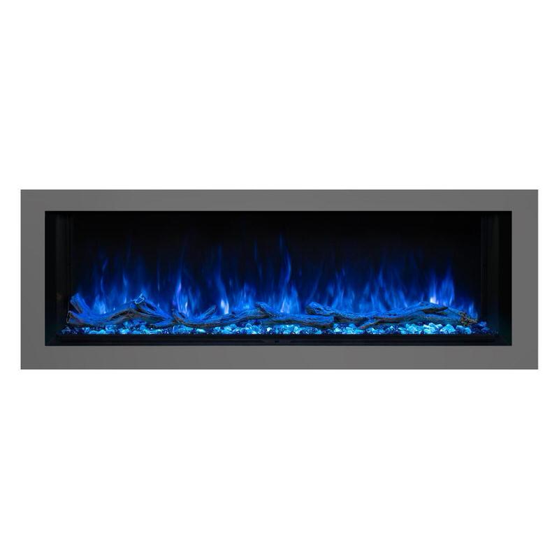 modern flames landscape pro multi 3 sided smart electric fireplace with optional trim kit blue flames