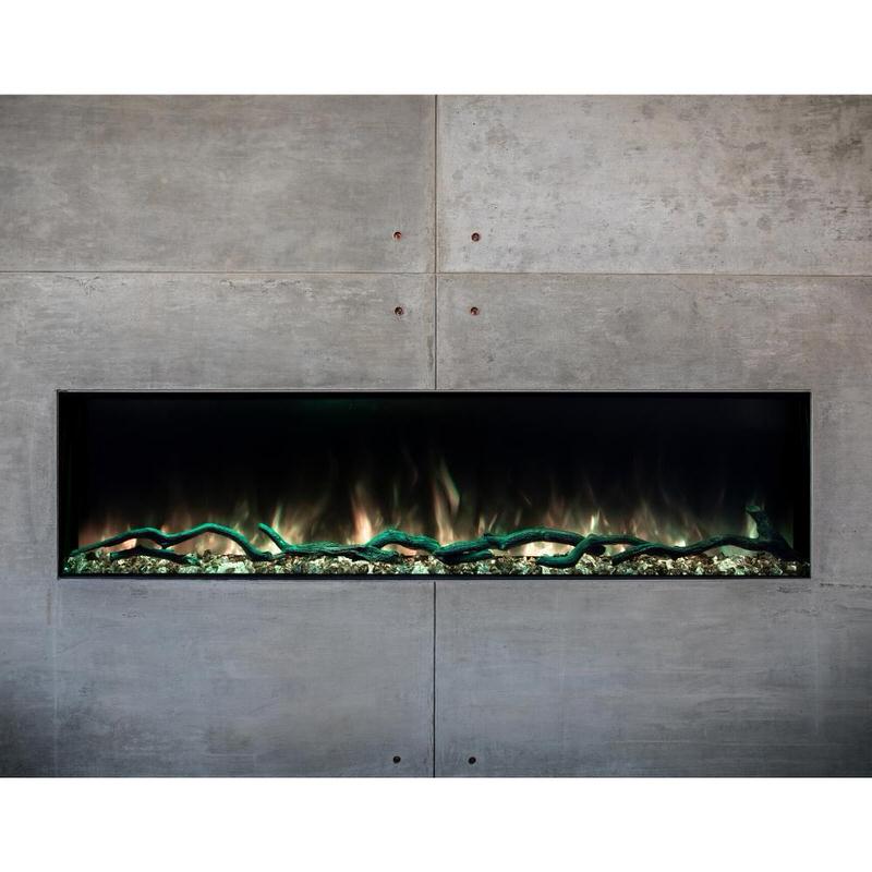 modern flames landscape pro slim smart electric fireplace installed in tile wall