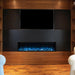 modern flames landscape pro slim smart electric fireplace installed in wood wall below tv