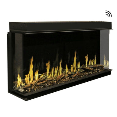 Modern flames orion multi built in or wall mounted smart electric fireplace with real flame effects product photo angle view