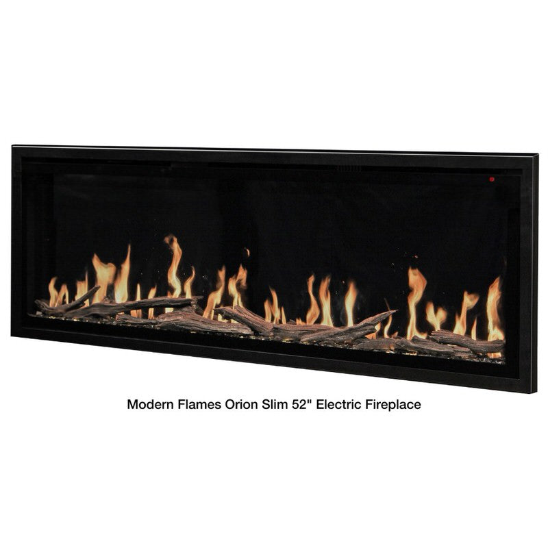 modern flames orion slim built-in wall-mounted smart electric fireplace with real flame effect 52-inch product photo side view