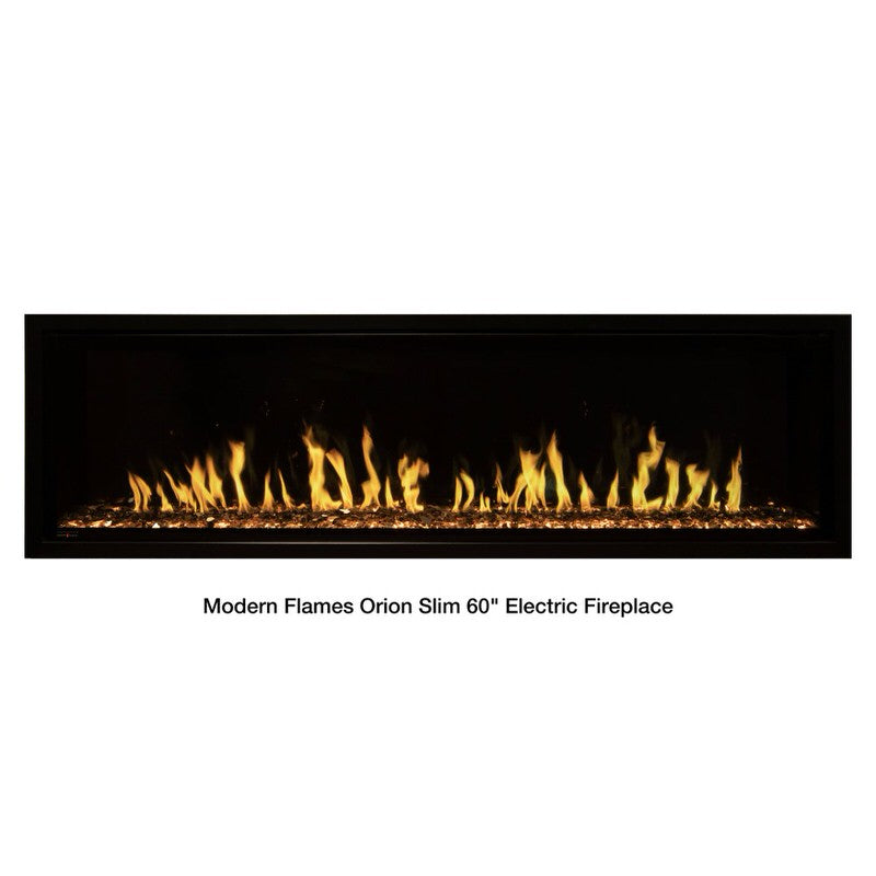 modern flames orion slim built-in wall-mounted smart electric fireplace with real flame effect 60-inch product photo 