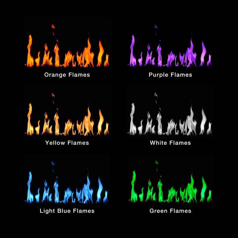 modern flames orion traditional built in smart electric fireplace with real flame effect different flame colors orange flames purple flames yellow flames white flames light blue flames and green flames