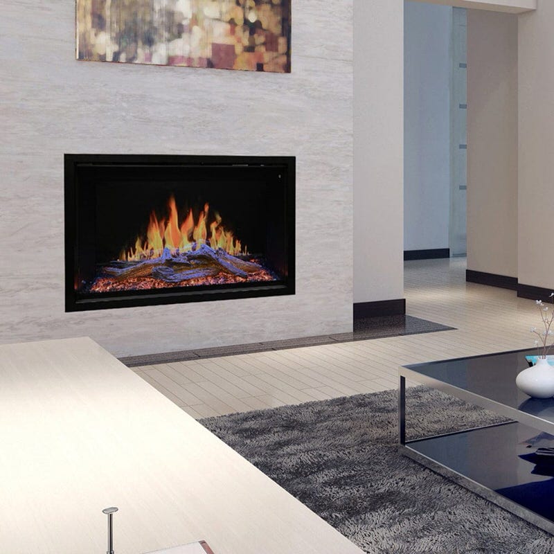 modern flames orion traditional built in smart electric fireplace with real flame effect installed in a luxury living room