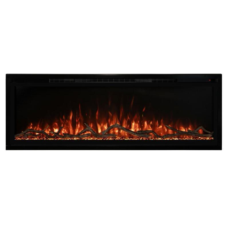modern flames spectrum slimline built-in wall mounted electric fireplace orange flames and stones