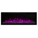 modern flames spectrum slimline built-in wall mounted electric fireplace purple flames and stones