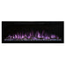 modern flames spectrum slimline built-in wall mounted electric fireplace purple flames white stones