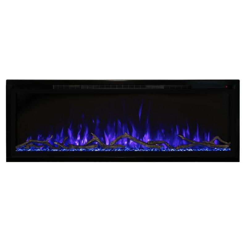 modern flames spectrum slimline built-in wall mounted electric fireplace blue flames and stones