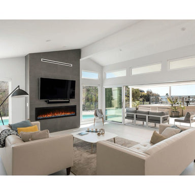 modern flames spectrum slimline built-in wall mounted electric fireplace installed in sun room