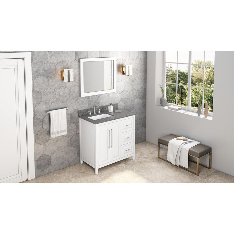 Jeffrey Alexander Cade 36-inch Left Offset Single Bathroom Vanity Set With Top In White From Home Luxury USA