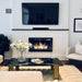 the bio flame 38-inch firebox SS in black installed in a living room