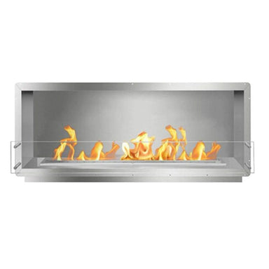 The bio flame 60-inch firebox single-sided ethanol fireplace in stainless steel finish