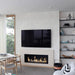 The bio flame 60-inch firebox single-sided ethanol fireplace installed in a white wall in a modern living room