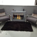 The bio flame rogue 2.0 36-inch free standing see-through ethanol fireplace installed in living room with white finish