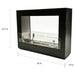 The bio flame rogue 2.0 36-inch free standing see-through ethanol fireplace in black finish with measurements 