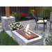 The Bio Flame | 24-inch built-in indoor/outdoor ethanol fireplace burner outside on patio from Home Luxury USA Shop Now!