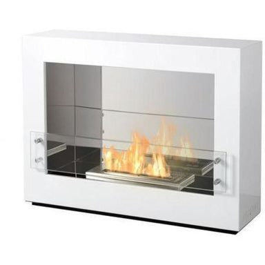 the bio flame rogue 2.0 single sided 36-inch ethanol fireplace close up in white finish